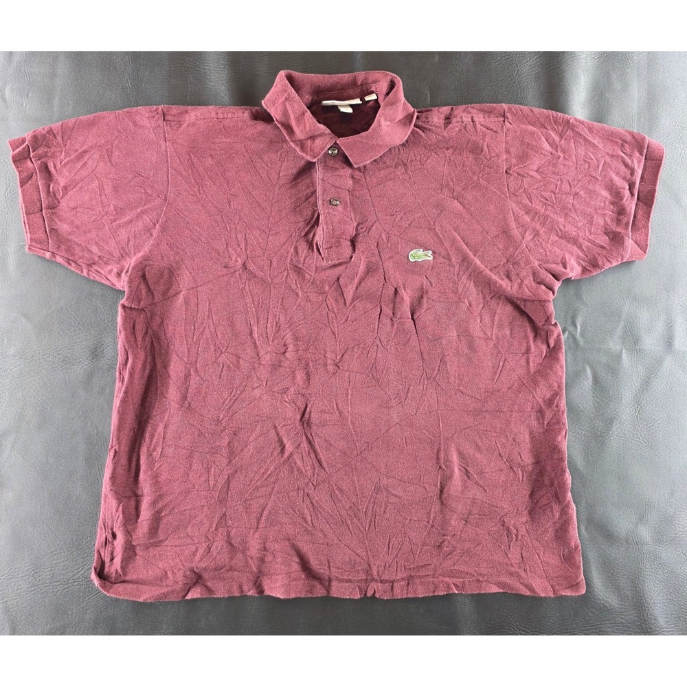 Lacoste Classic Fit Burgundy Pique Cotton Polo Shirt Mens Large FR 5 US L